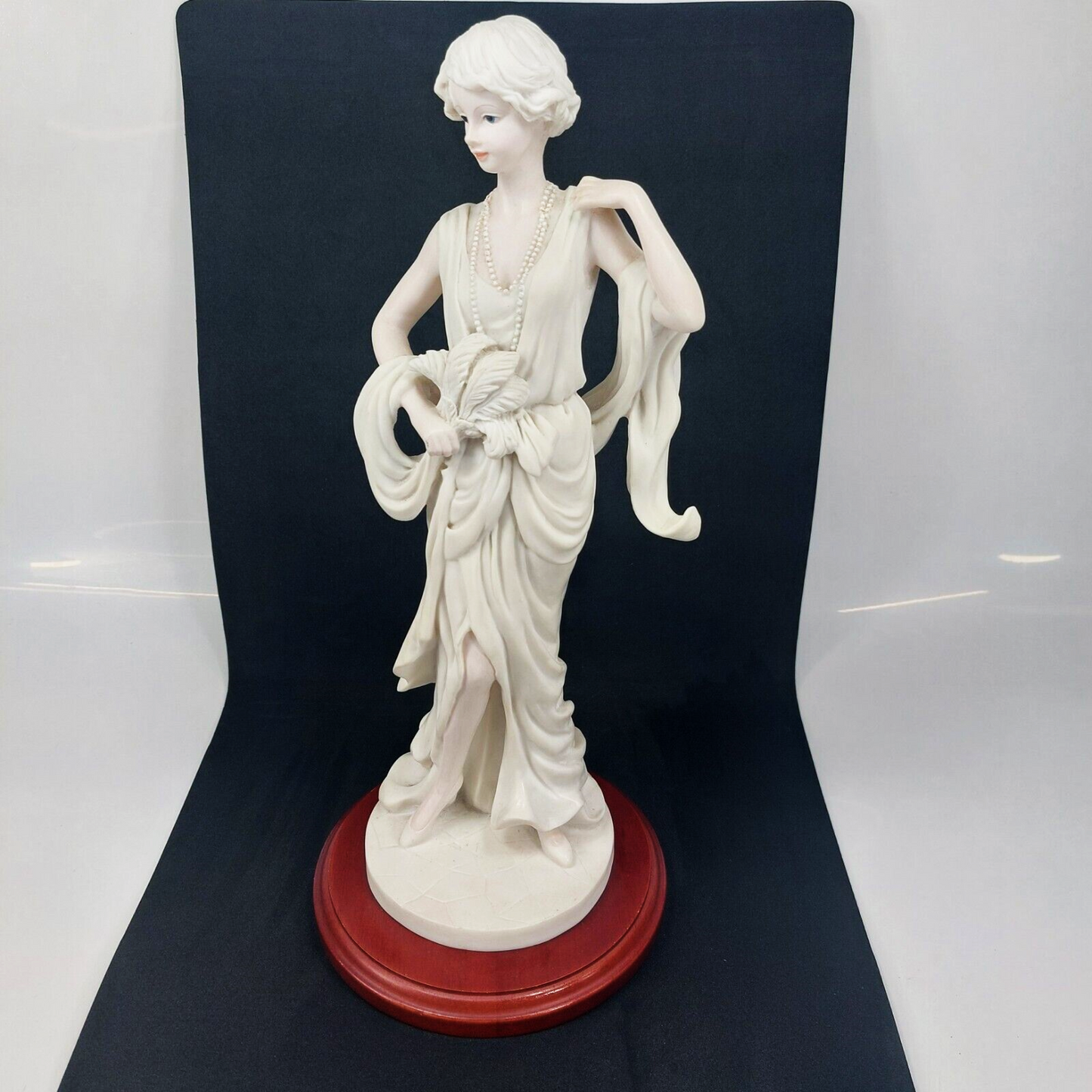 Elegant Lady Figurine with Pearl Necklace - Vintage Collectible Sculpture