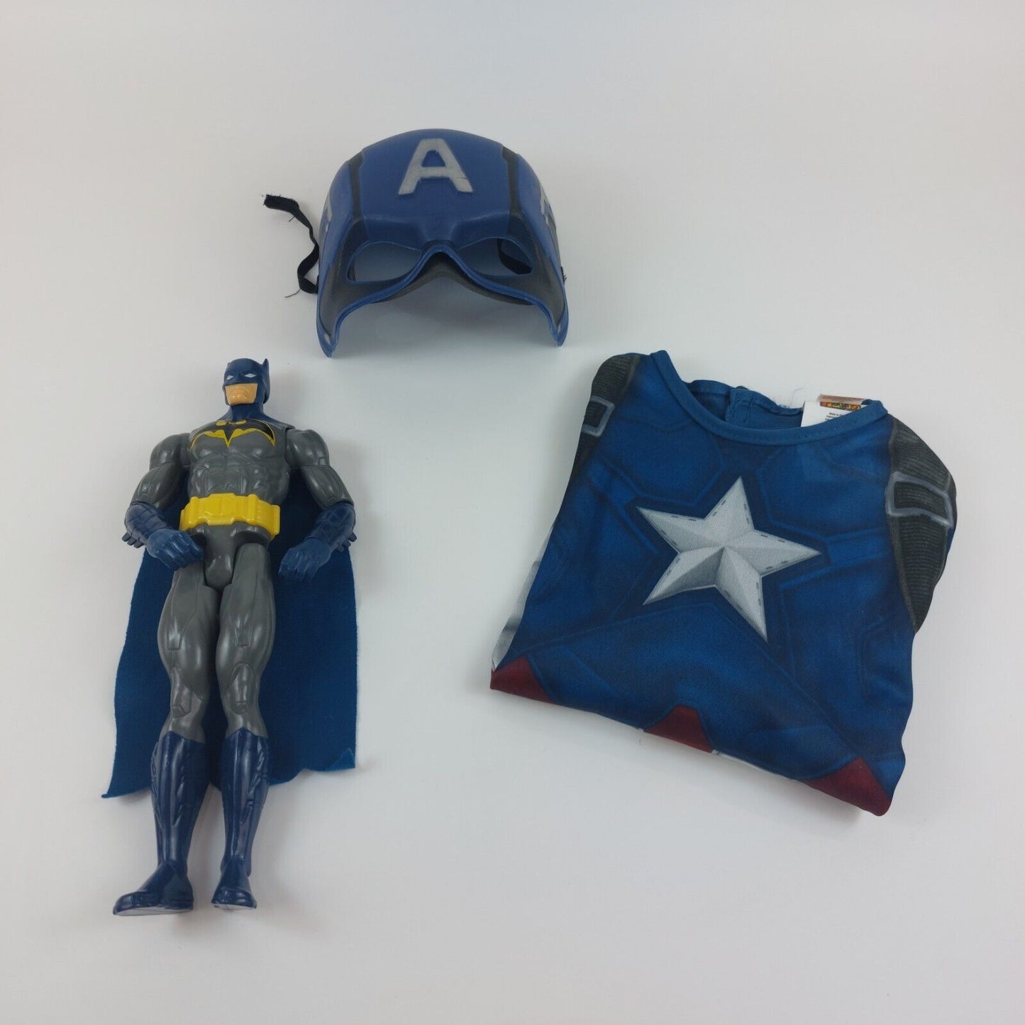 Captan America Costume And Batman Action Figure, Superhero Costume For Kids Boys