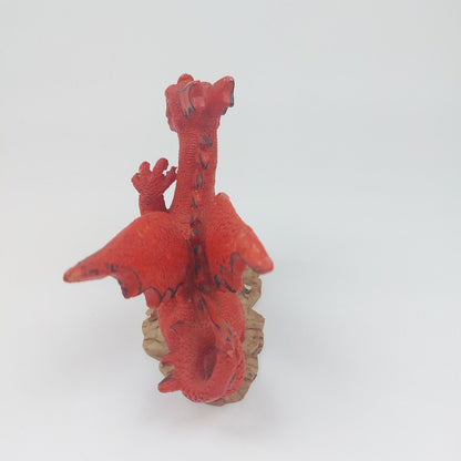 Rare Red Dragon Figurine on Rocky Base - Detailed Fantasy Display Statue