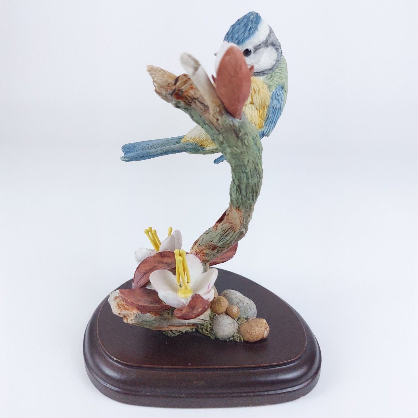 Country Artists "Bluetit with Cherry Blossom" Handcrafted Resin Figurine, Signed