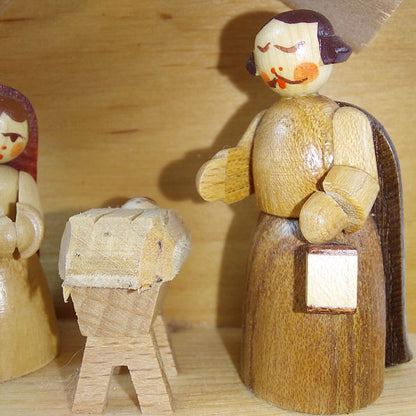 Glässer Richard Erzgebirge Wood Nativity Set Oriental- German made-Candle holder