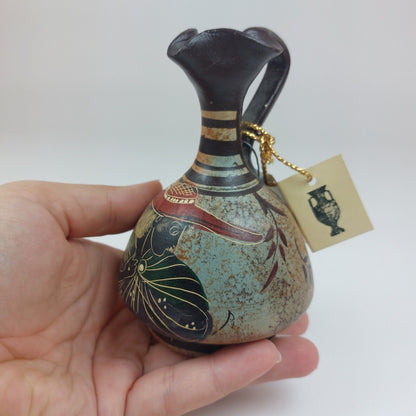 Handmade Greek Pottery Vase 10cm – Museum Replica, Hand-Painted Traditional Art