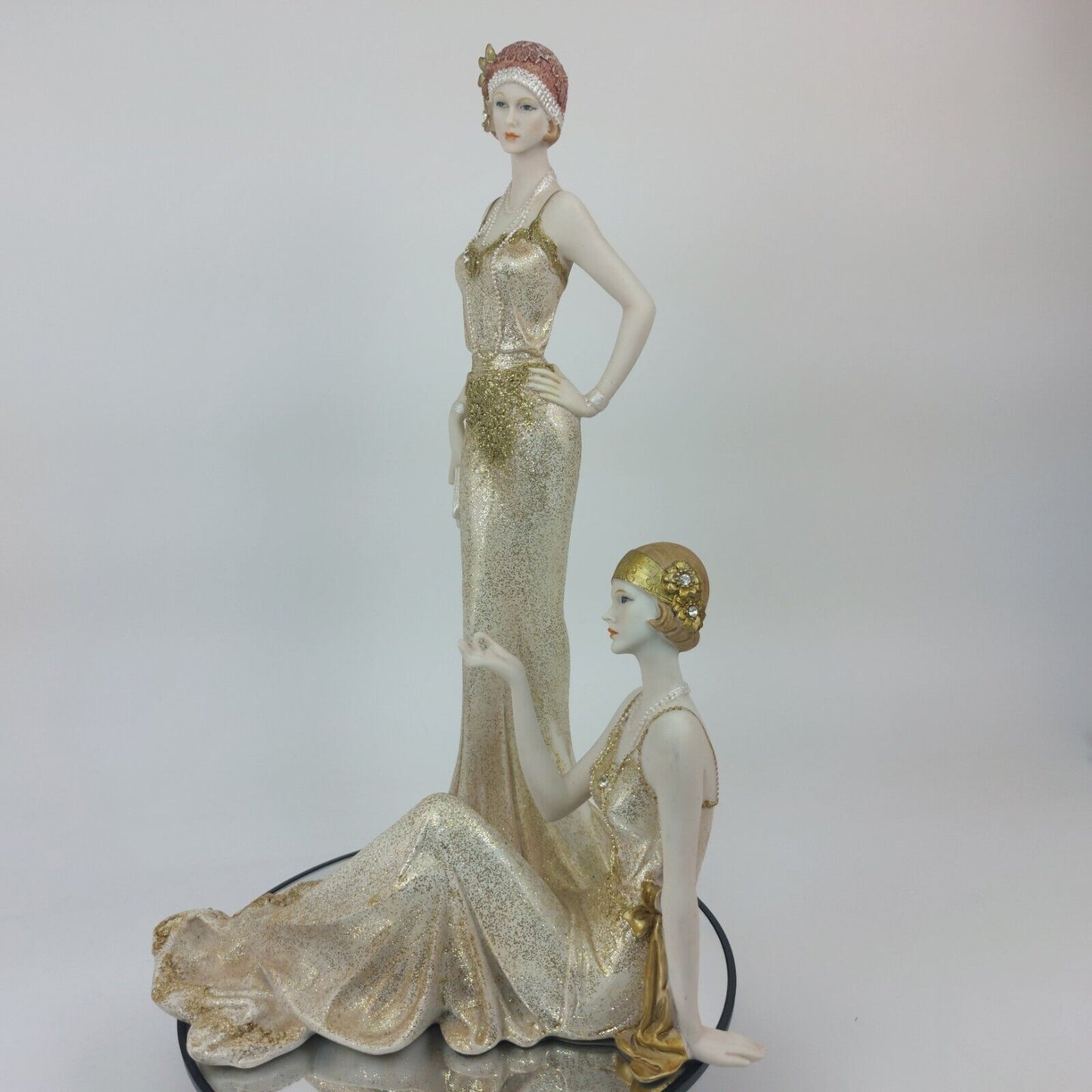 Stunning Art Deco Figurine Broadway Belles Lady Justina Set of 2 - See skirt