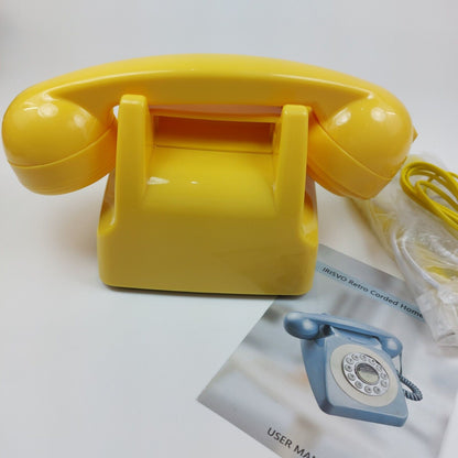 IRISVO Retro Yellow Corded Home Phone - Classic Dial