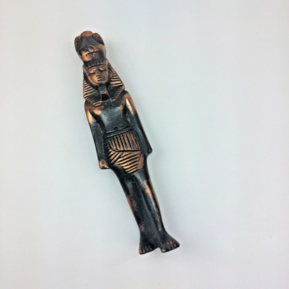 Vintage Egyptian Bronze King Statue -Collectible Ancient Pharaoh Sculpture-Heavy