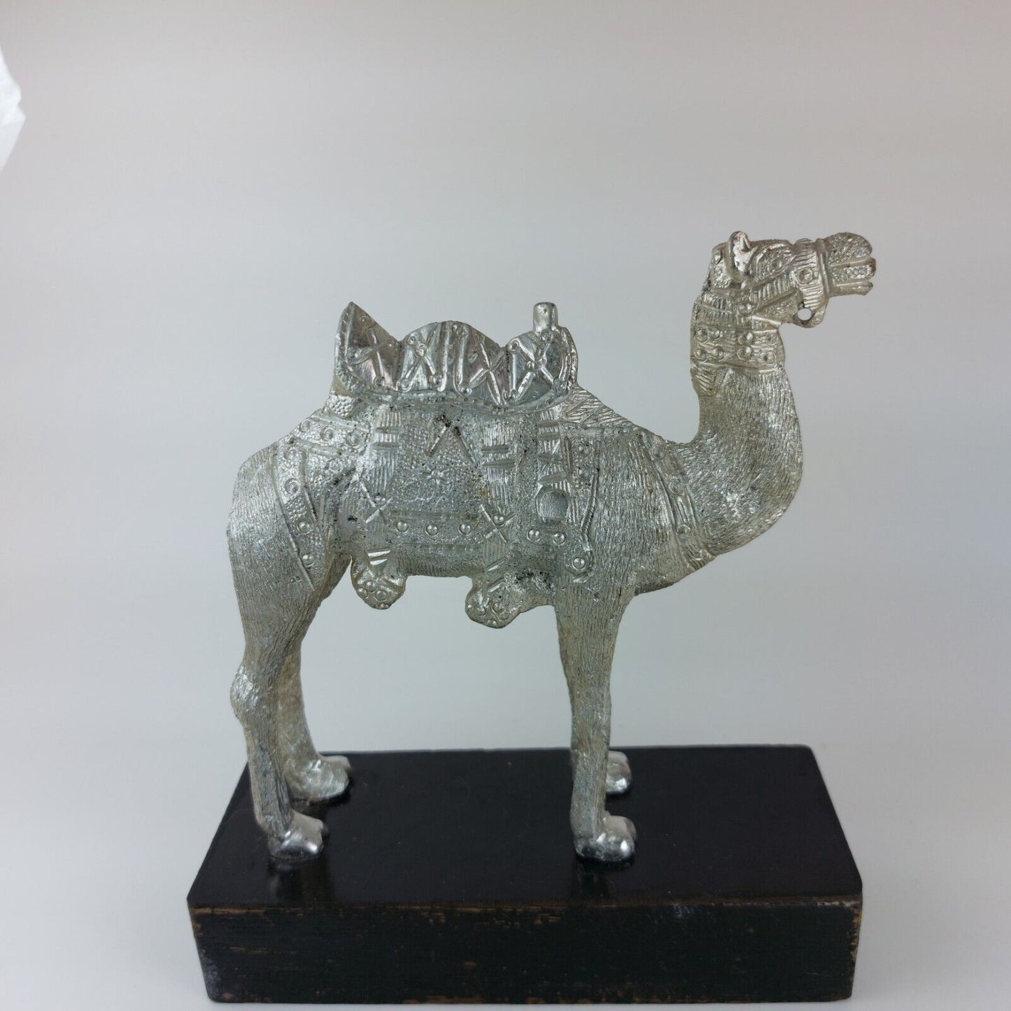 Silver-Plated Metal Camel Statue, Ornate 5.5 Inch Collectible