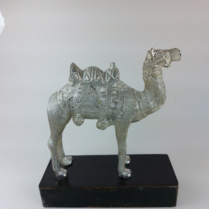 Silver-Plated Metal Camel Statue, Ornate 5.5 Inch Collectible