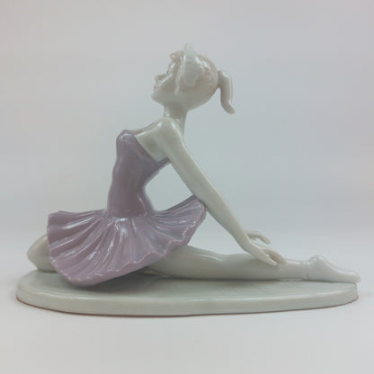 Pair of Vintage Porcelain Ballerina Figurines - Lavender & White/Gold