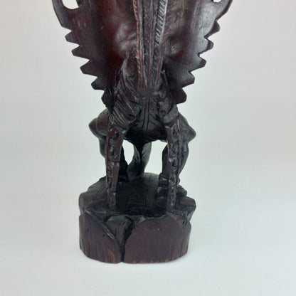 Vintage Garuda Statue Hand Carved Wood 10-Inch Mythical Creature Figurine