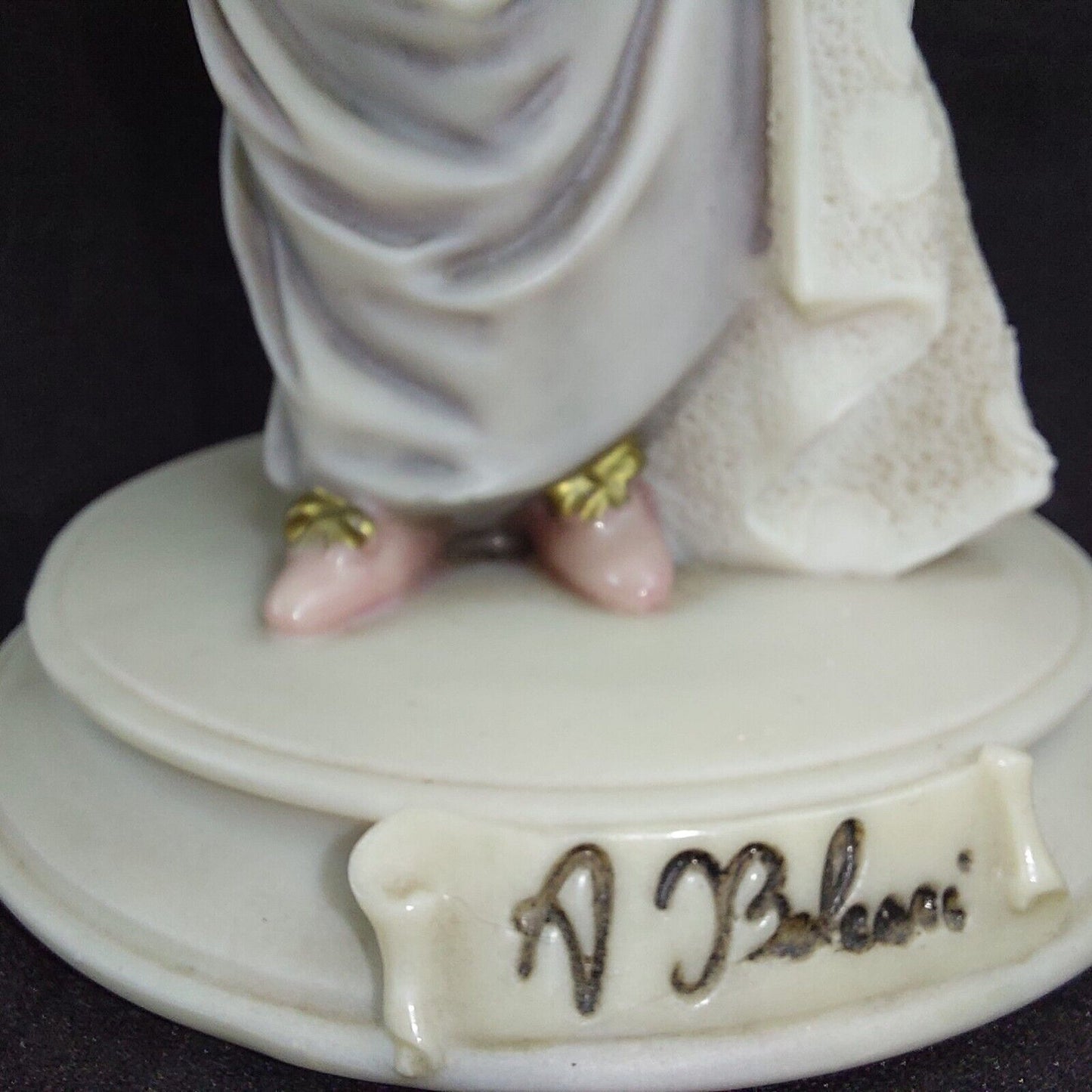 A. Belcari Dear Figurine, Lady with Dog, 1987 Porcelain, 9.5", Italian