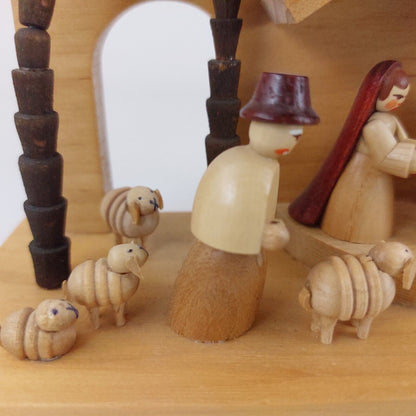 Glässer Richard Erzgebirge Wood Nativity Set Oriental- German made-Candle holder