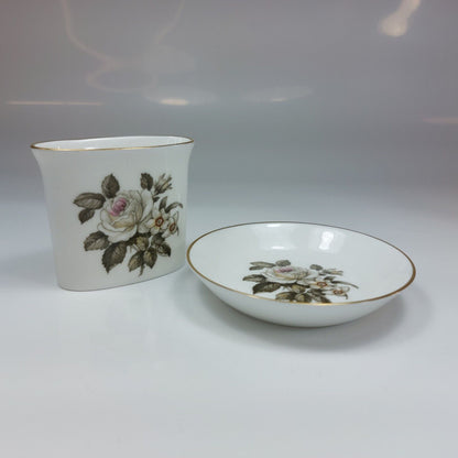 Royal Worcester Bone China Oval Spill Vase & Pin Trinket Plate Dish with Box