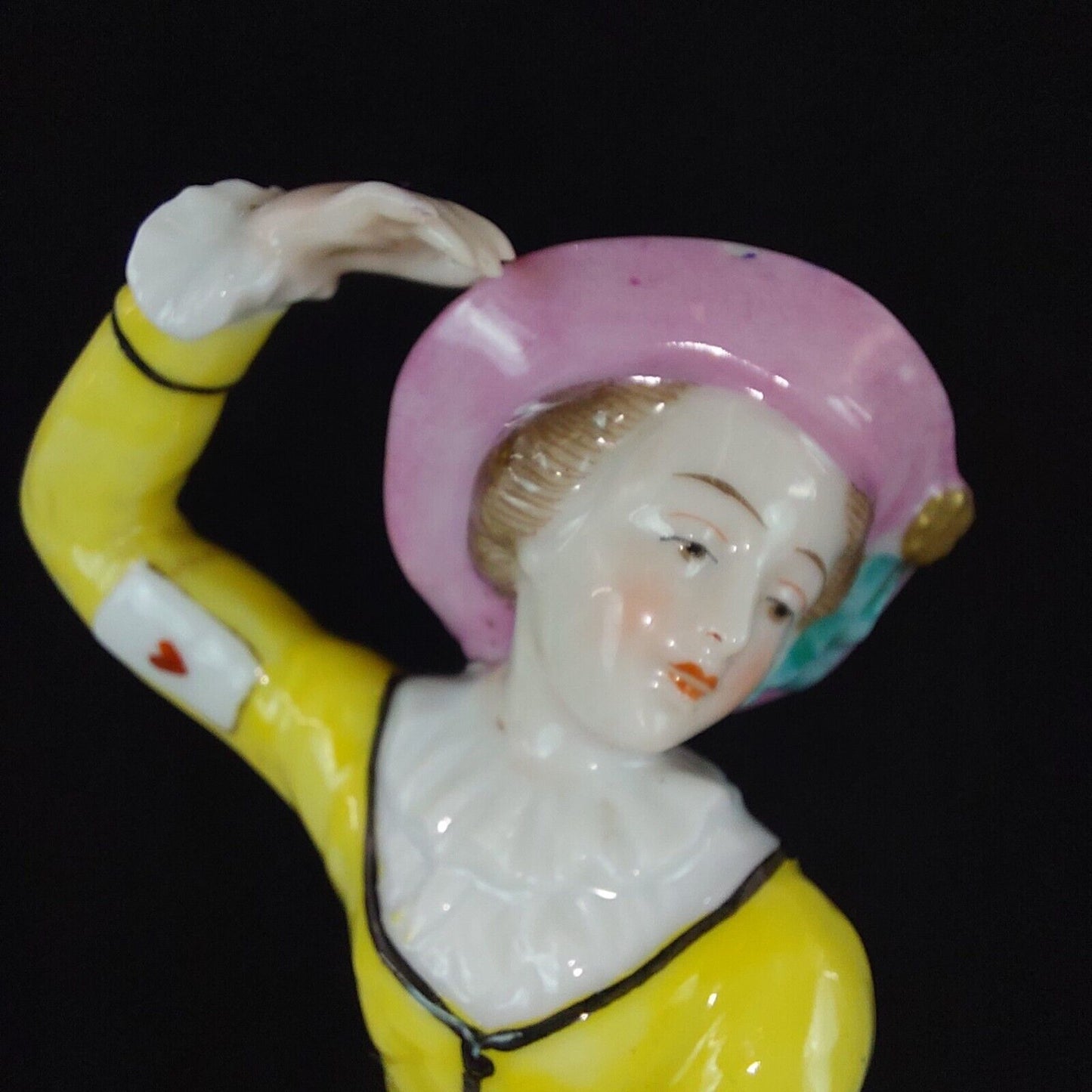 Antique Porcelain Figurines, Woman and Man Dancing, Vibrant Hand-Painted Details