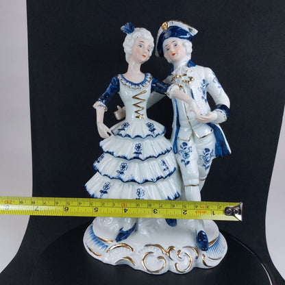 Elegant Porcelain Couple Figurine, 18th Century Costume, 8 Inches