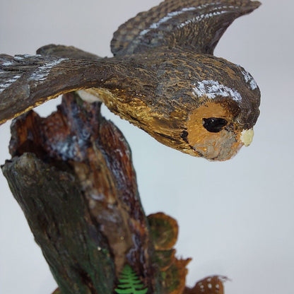 Merlin Collection Owl Figurine on Tree Stump - Woodland Decor Collectible