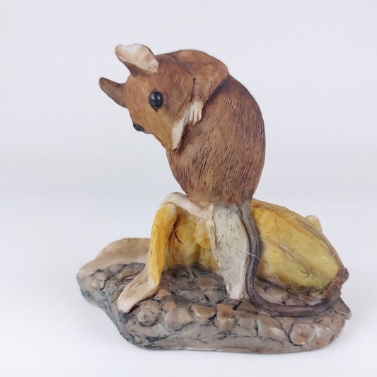 Vintage 1979 Border Fine Arts Mouse on Banana Figurine, Signed A. Wall, Scotland