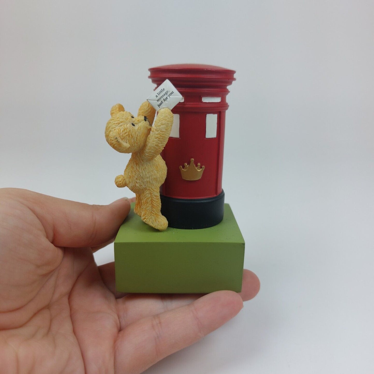 Charming Teddy Bear with Royal Post Box Figurine - A Little Message Just for You