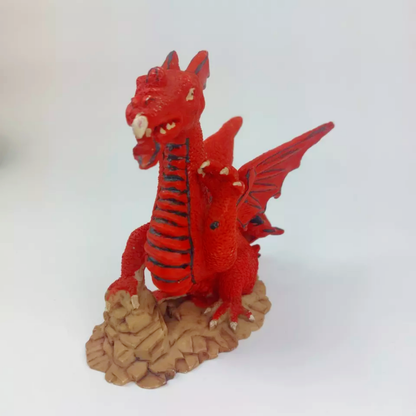 Rare Red Dragon Figurine on Rocky Base - Detailed Fantasy Display Statue