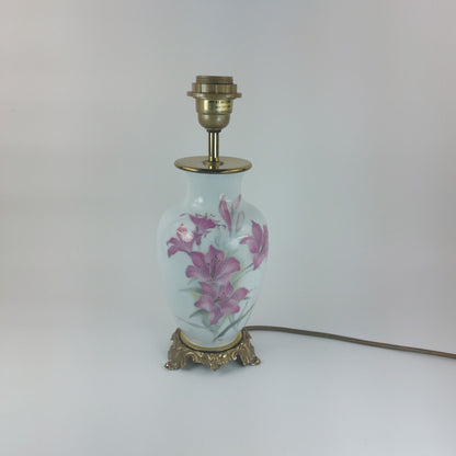 Vintage Limoges France Hand Painted Porcelain Brass Table Lamp Artist Signed35cm