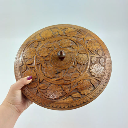 Handcrafted Carved Wooden Box with Lid Breakfast & Decorative Multipurpose