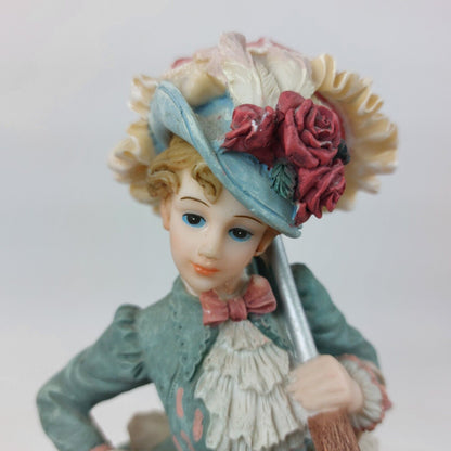 Juliana Collection Porcelain Victorian Lady Figurine with Dog Collectible 10.5"