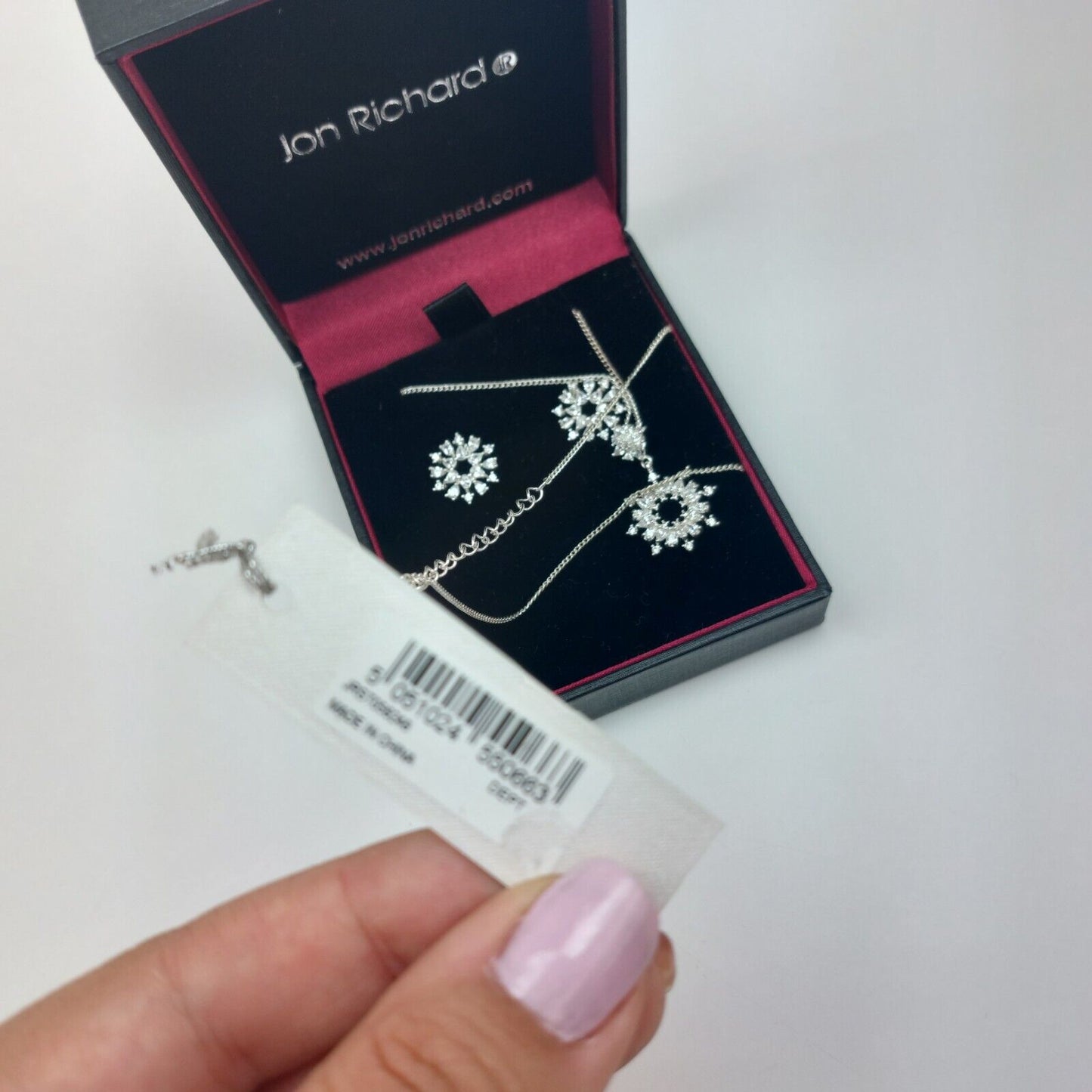 Alan Hannah Devoted Jon Richard Snowflake Necklace And Earings Set, See The Box