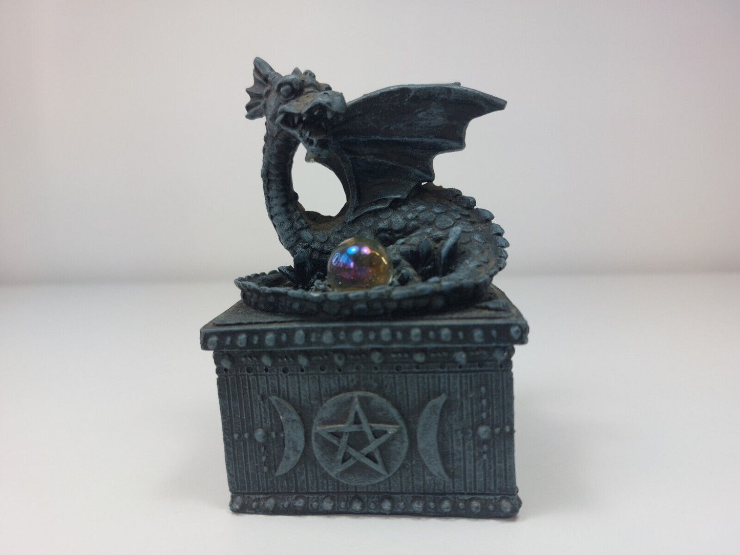 Rare Gothic Dragon Jewelry and Trinket Box -Dark Fantasy-Pentagram, Moon Phases