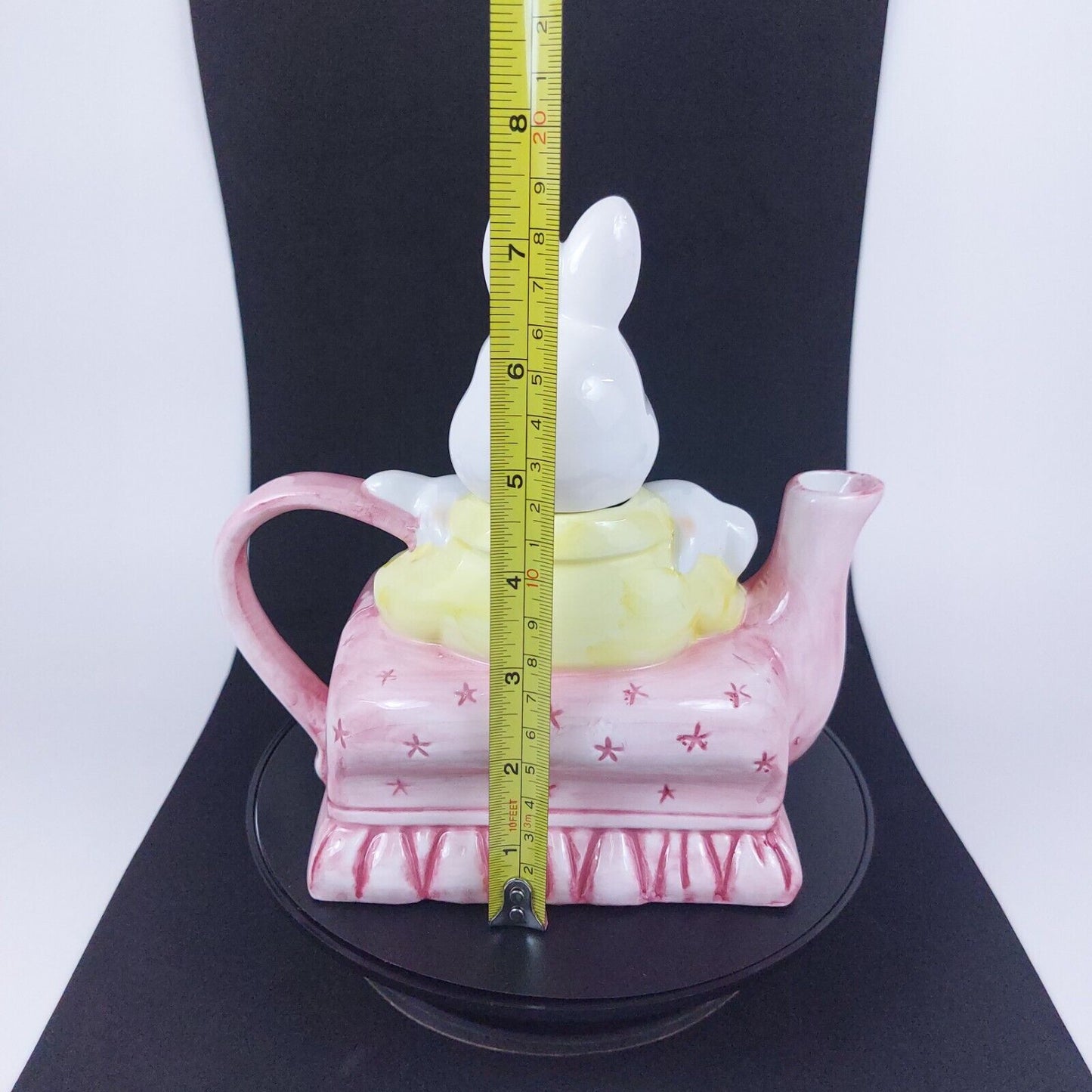 Ceramic Rabbit Family Teapot Hand-Painted Decorative Pink Pastel Collectible