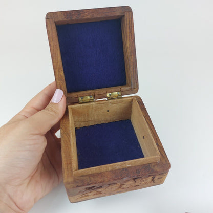 Vintage Hand-Carved Wooden Jewelry Boxes - Set of 3, Intricate Designs