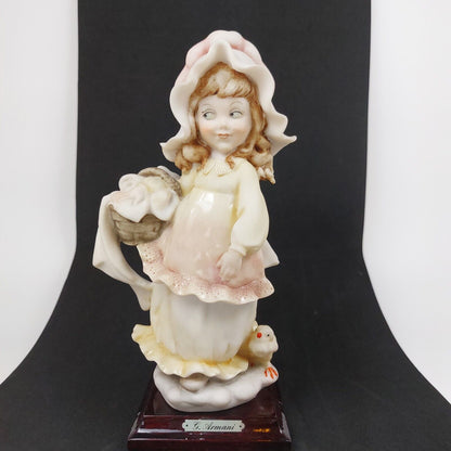 1984 Giuseppe Armani Pink Hat Girl with Basket Figurine - Florence Collectible