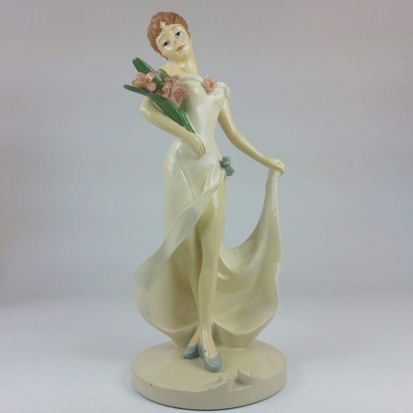 Rare Elegant Vintage Ceramic Figurine, Lady with Flowers, Good Condition