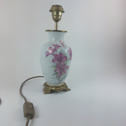 Vintage Limoges France Hand Painted Porcelain Brass Table Lamp Artist Signed35cm