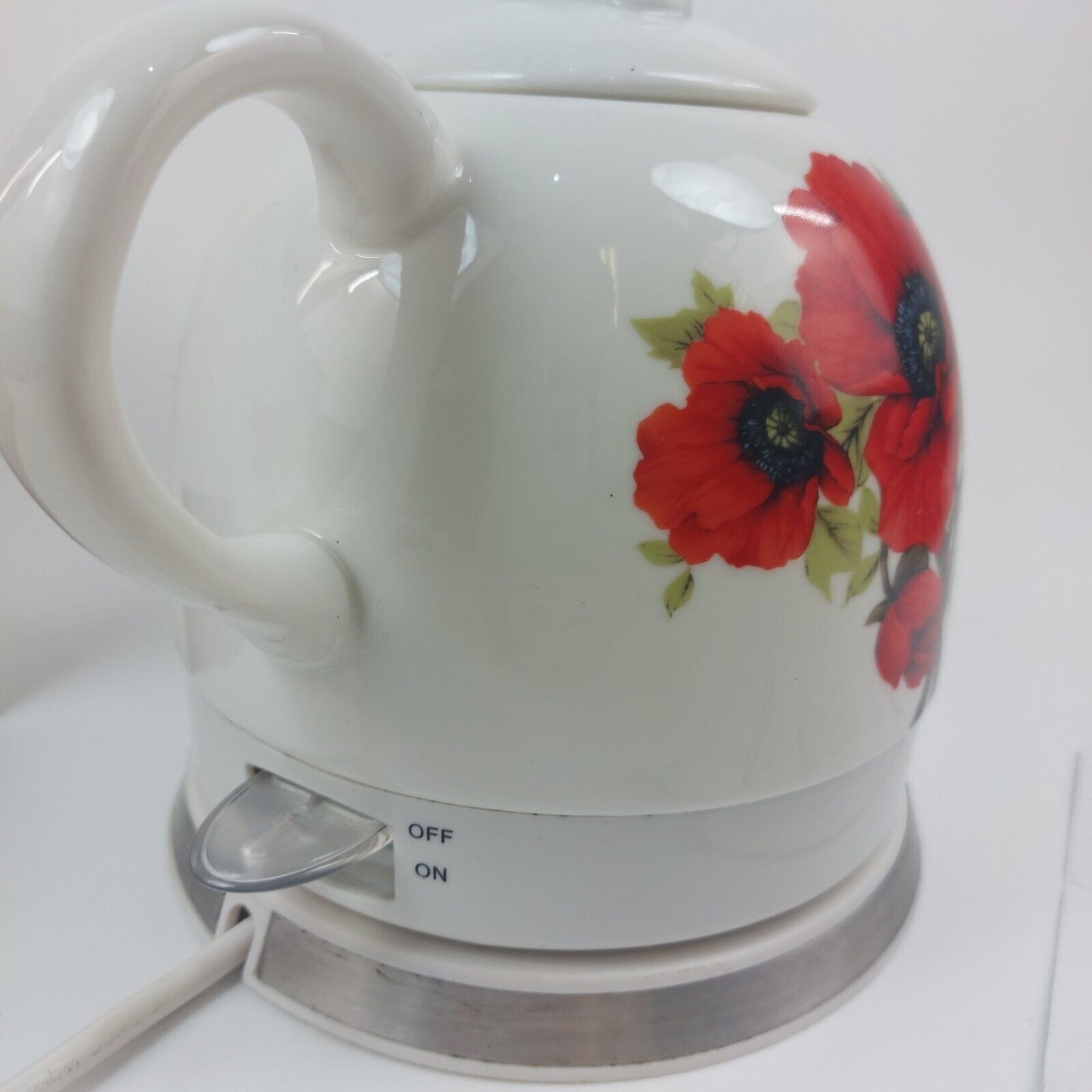 Elitech Classic Ceramic Poppy Electric Teapot Kettle Rose Floral Pattrn 1L Retro