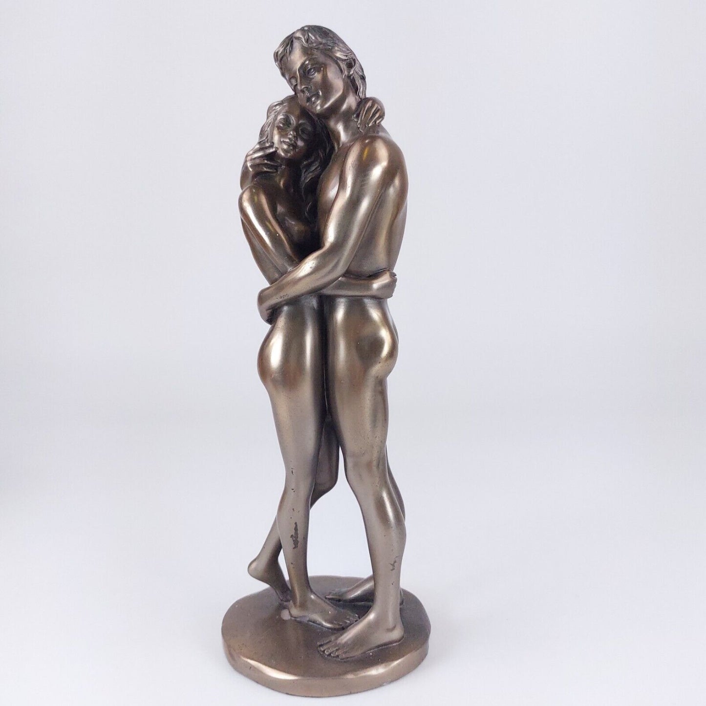 Bronze Effect Resin Embracing Couple Nude Sculpture