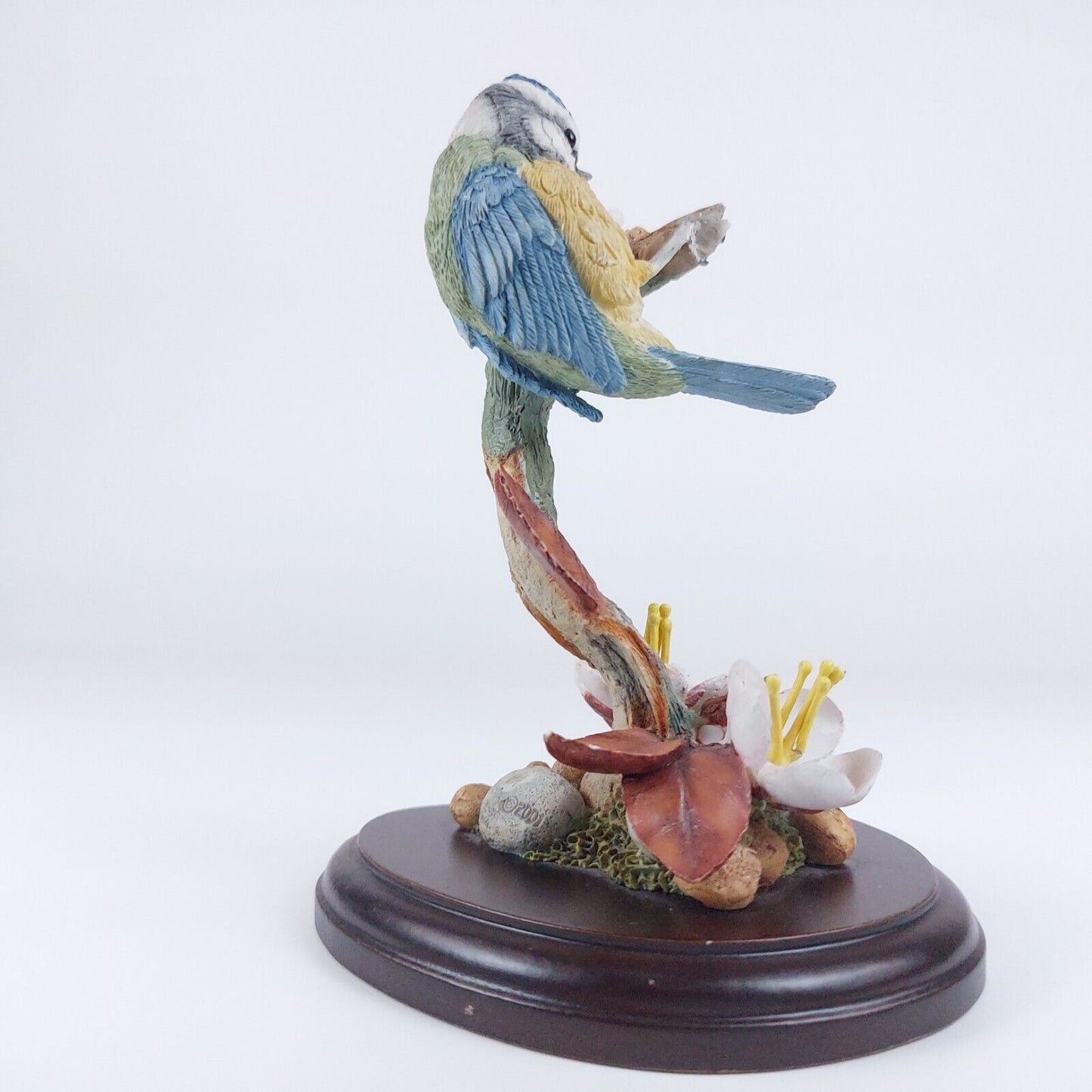 Country Artists "Bluetit with Cherry Blossom" Handcrafted Resin Figurine, Signed