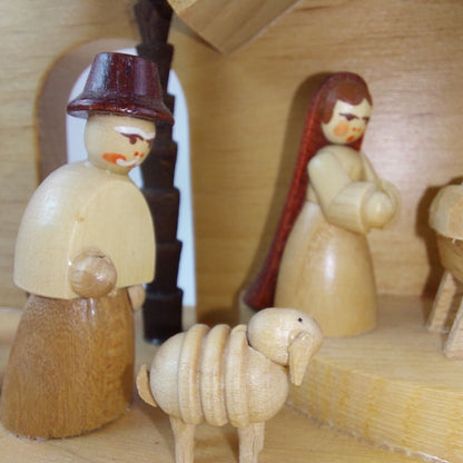 Glässer Richard Erzgebirge Wood Nativity Set Oriental- German made-Candle holder