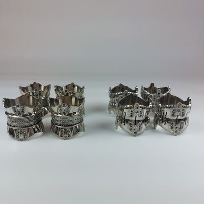 Wallace Silversmiths Nickel & Black Diamond Crystal Napkin Rings-1 Male & 1 Fema