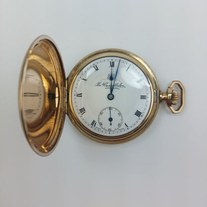 1929 Thomas Russell & Son Full Hunter Pocket Watch, Swiss Movement, Gold Plated