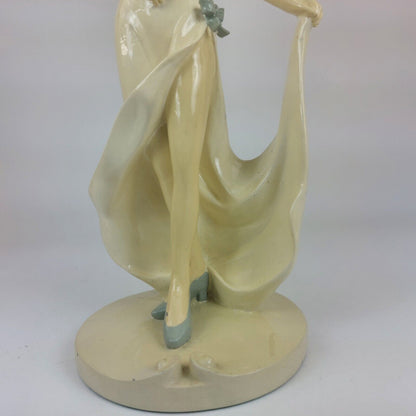 Rare Elegant Vintage Ceramic Figurine, Lady with Flowers, Good Condition