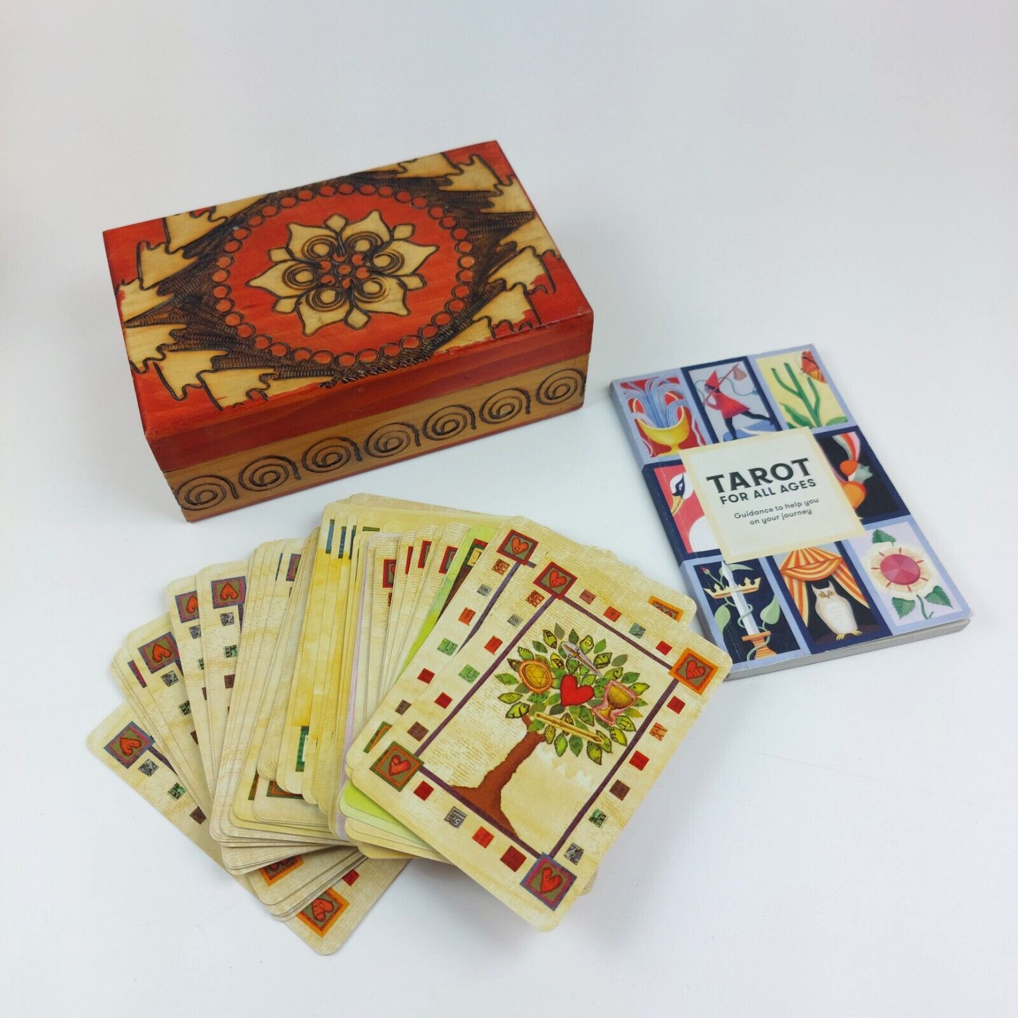 Tarot Card Set with Decorative Handcrafted  Wooden Box - "Tarot for All Ages"