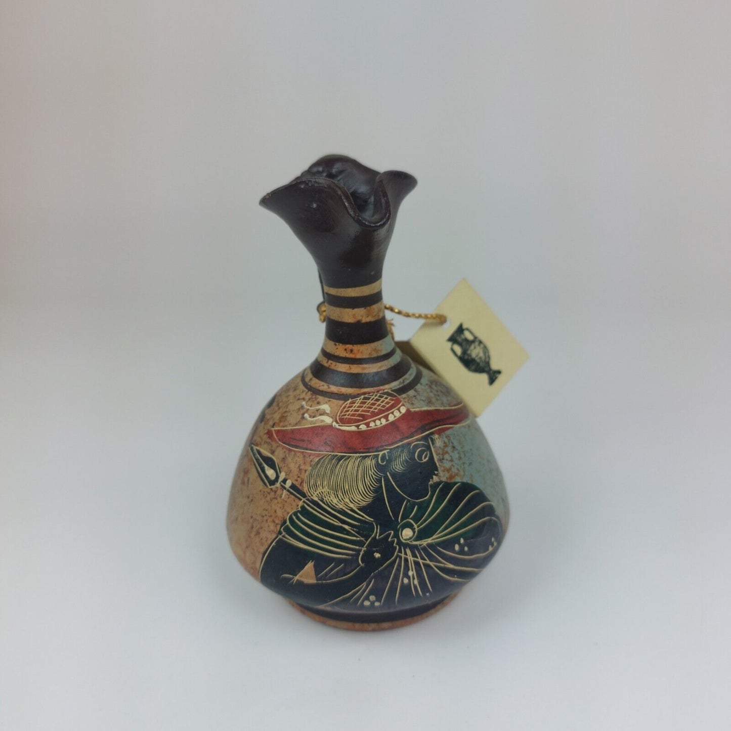 Handmade Greek Pottery Vase 10cm – Museum Replica, Hand-Painted Traditional Art