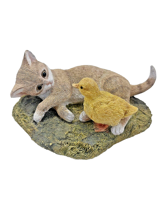 Sherratt & Simpson Kitten with Ducking Figurine /Ornament Hand Printed & Crafted