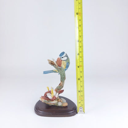 Country Artists "Bluetit with Cherry Blossom" Handcrafted Resin Figurine, Signed