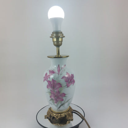 Vintage Limoges France Hand Painted Porcelain Brass Table Lamp Artist Signed35cm