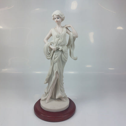 Detailed Lady Figurine with Pearl Necklace, Collectible Sculpture, Art Deco