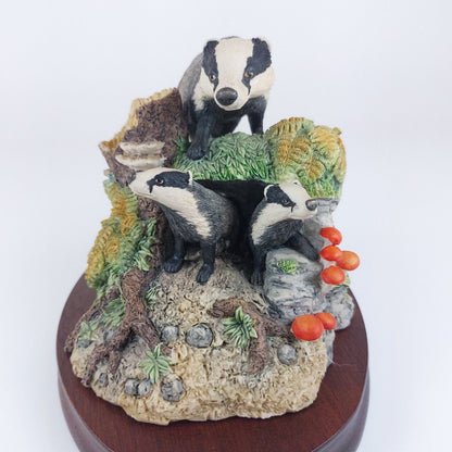 Border Fine Arts Badgers Figurine 1991 Handmade - David Walton Signed