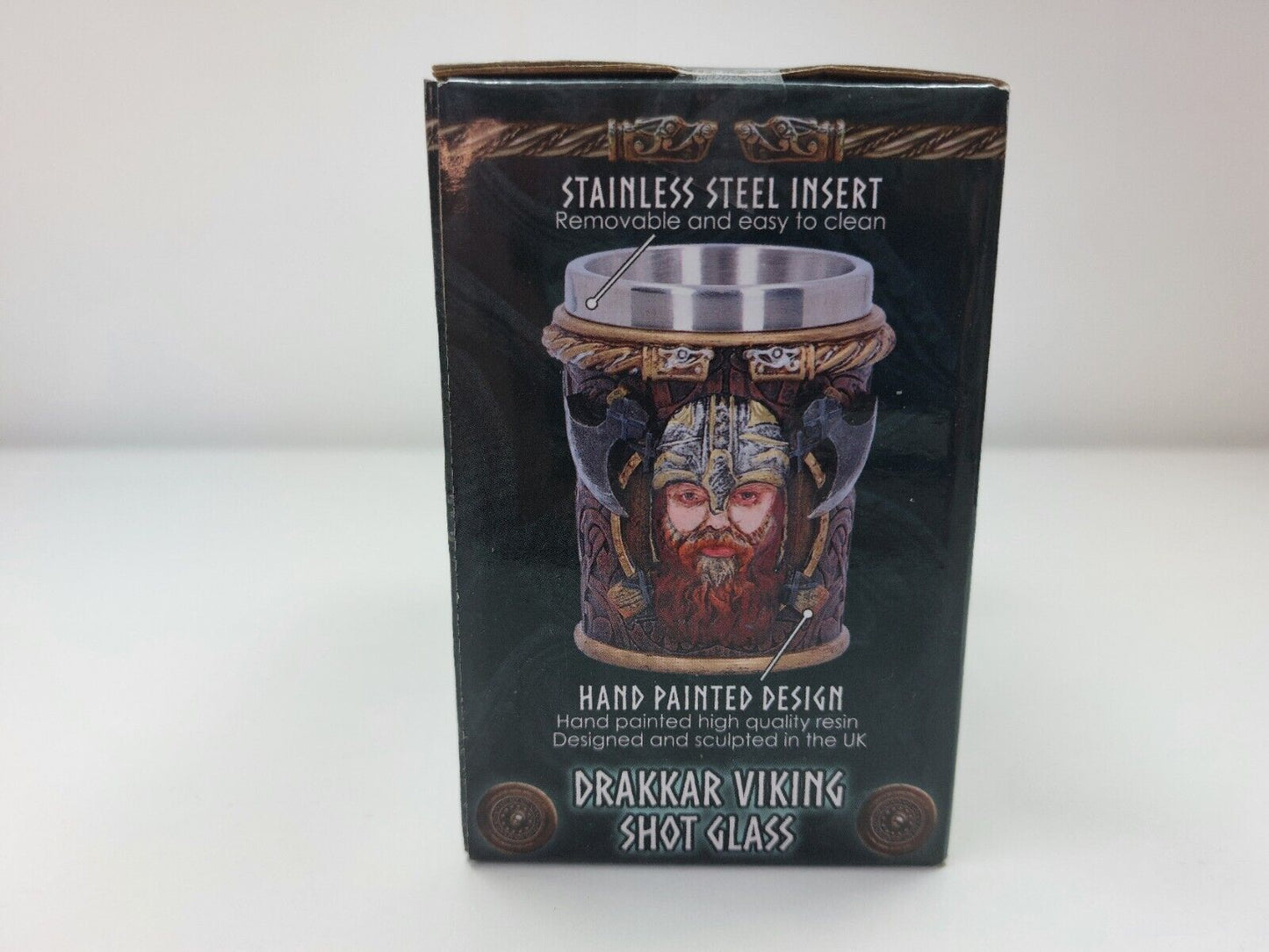 Nemesis Now Drakkar Viking Shot Glass- Hand-Painted Resin with Stainless Steel