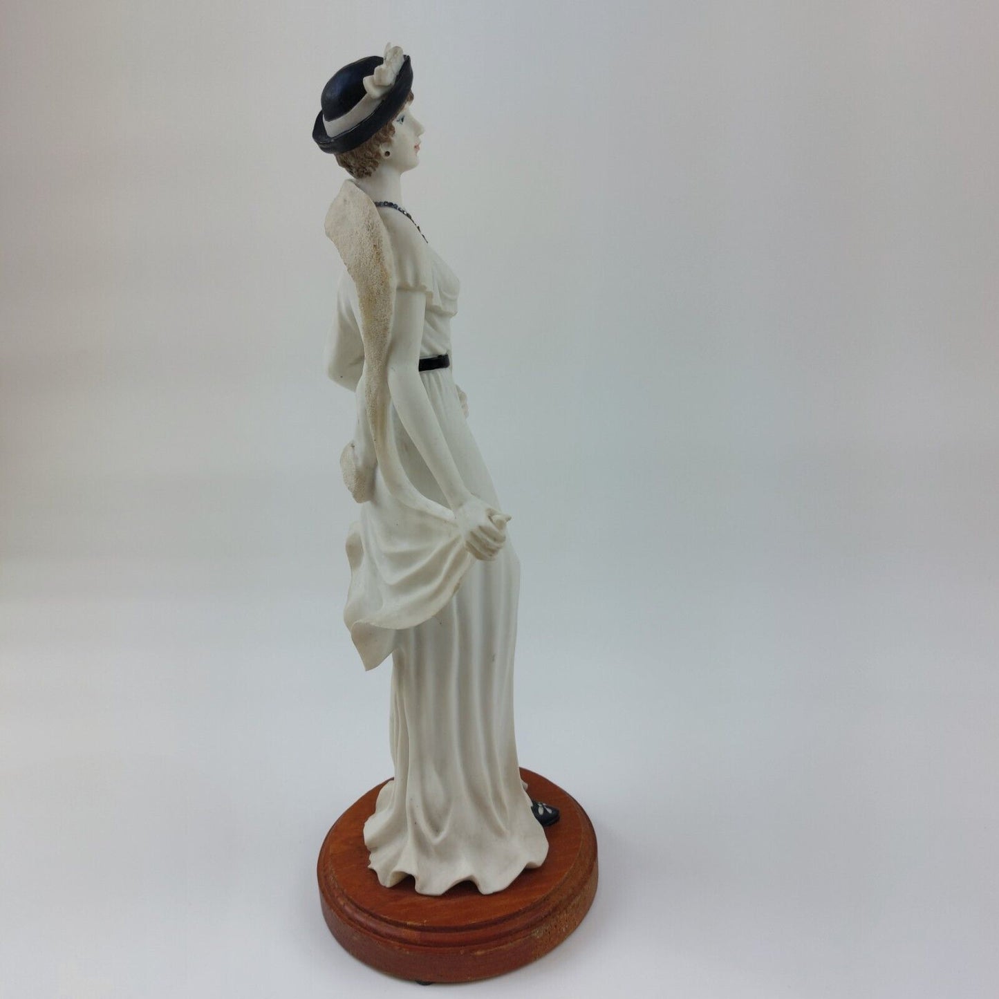 Art Deco Elegant Lady Figurine "Sheila" with Coat, Hat, and Bag - 11.75" - white