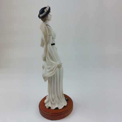 Art Deco Elegant Lady Figurine "Sheila" with Coat, Hat, and Bag - 11.75" - white