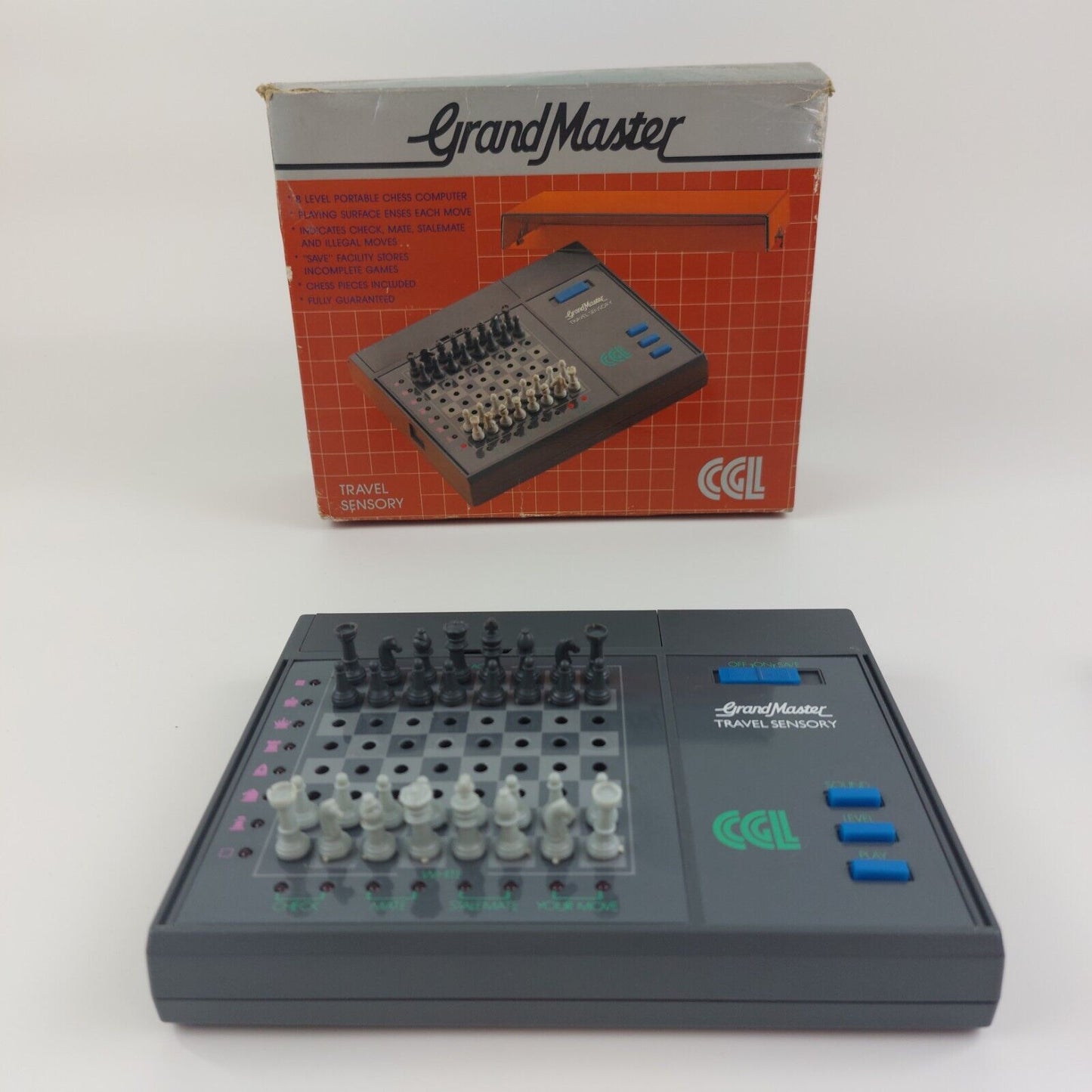 Retro Early 1980's GrandMaster Electronic Chess - Portable Travel Sensory Set - Collectible